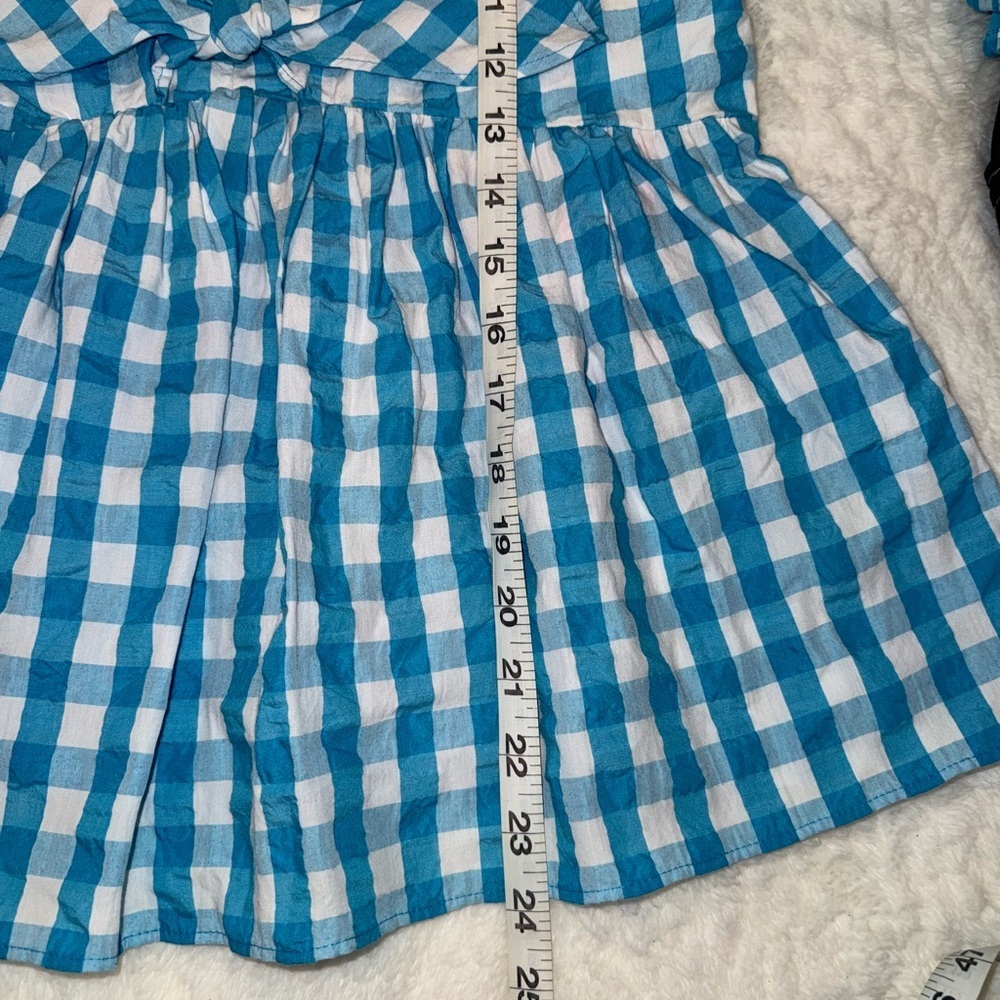 Lilly Pulitzer Blue Checkered Puff Sleeve Blouse Size 4 - Picture 4 of 7